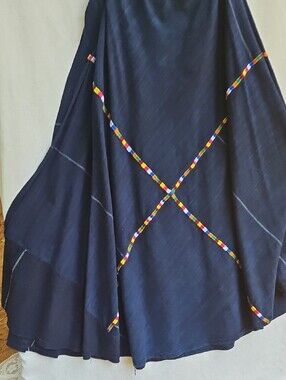 Vintage Rare Hand Crafted Guatemala n Maxi Indigo Blue OS Women's Wrap Skirt